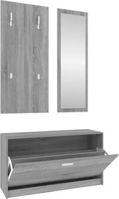 vidaXL Σετ Παπουτσοθήκη 3 σε 1 Γκρι Sonoma από Επεξεργασμένο Ξύλο