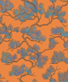 Ταπετσαρία τοίχου Wall Fabric Pine Tree Orange-Blue WF121016 53Χ1005