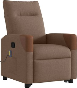 vidaXL Πολυθρόνα Μασάζ Ανακλινόμενη με Ανύψωση Καφέ Υφασμάτινη