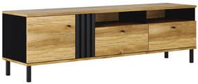 Ξύλινο Έπιπλο Τηλεόρασης HAYDON 1D2D Barocco oak gold/Ανθρακί Μ165xΠ40xΥ49