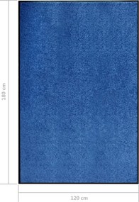vidaXL Πατάκι Εισόδου Πλενόμενο Μπλε 120 x 180 εκ.