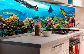 Αυτοκόλλητη φωτοταπετσαρία για θαλάσσια πλάσματα κουζίνας - 260x60