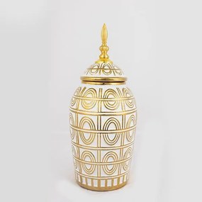 ΒΑΖΟ ΚΕΡΑΜΙΚΟ ΛΕΥΚΟ - ΧΡΥΣΟ 15x15x35.2cm
