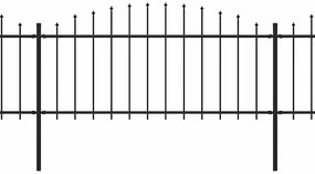 vidaXL Φράχτης Κήπου με Κορυφή Δόρυ από Ατσάλι, Μαύρος 1070x75 εκ.