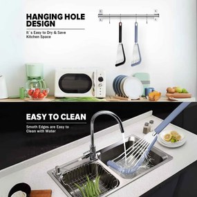 Σπάτουλα Ψαριού Τρυπητή Ανοξείδωτη με Σιλικόνη 33cm - Μπλε