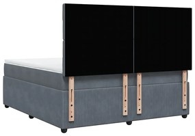 vidaXL Κρεβάτι Boxspring με Στρώμα Σκούρο Γκρι 180x200 εκ. Βελούδινο
