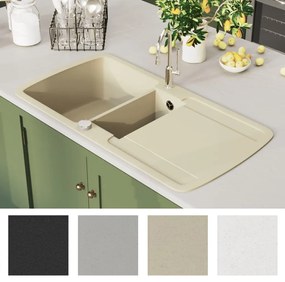 vidaXL Νεροχύτης με Διπλή Γούρνα Μπεζ Γρανιτένιος