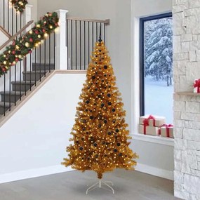 vidaXL Χριστουγεννιάτικο Δέντρο με 300 LED με βάση Χρυσό 240 cm PET