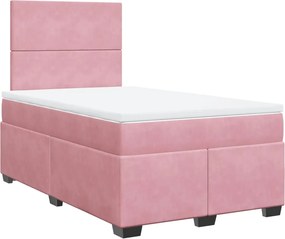vidaXL Κρεβάτι Boxspring με Στρώμα Ροζ 120x190 εκ. Βελούδινο