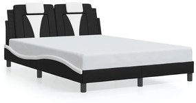 vidaXL Πλαίσιο Κρεβατιού με LED Μαύρο/Λευκό 140x200εκ. Συνθετικό Δέρμα