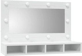 vidaXL Έπιπλο Καθρέπτη με LED Λευκό 90x31,5x62 εκ.