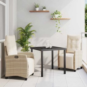 vidaXL Σέτ φαγητού για κήπο 3 pcs Μπεζ συνθετικό ρατάν