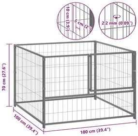 vidaXL Σπιτάκι Σκύλου Ασημί 100 x 100 x 70 εκ. Ατσάλινο