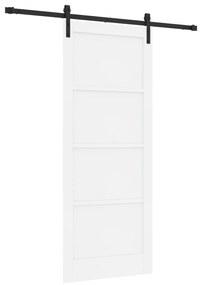 vidaXL Συρόμενη Πόρτα με Σετ Εξαρτημάτων Λευκή 86x211 εκ. Συμπαγές Ξύλο Πεύκο
