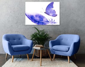 Φτερό εικόνας με πεταλούδα σε μωβ σχέδιο - 90x60
