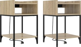 vidaXL Κομοδίνο 2 pcs Δρύς Sonoma 40 x 40 x 61 εκ Επεξεργασμένο ξύλο