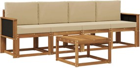 vidaXL Σειρά Καναπέ Εξωτερικού με μαξιλάρι 4 pcs Φυσικό