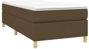 vidaXL Κρεβάτι Boxspring με Στρώμα Σκούρο Καφέ 90x190 εκ. Υφασμάτινο