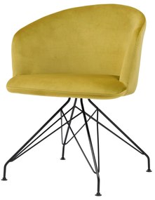 Πολυθρόνα JOHAN Κίτρινο Βελούδο/Μέταλλο 63x51x78cm