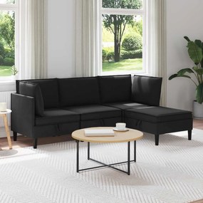 vidaXL Σετ Επίπλων Σαλονιού 4 pcs Μαύρο Ύφασμα