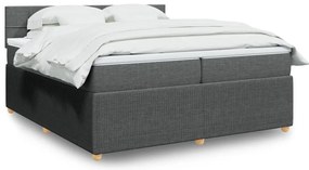 vidaXL Κρεβάτι Boxspring με Στρώμα Σκούρο Γκρι 200x200 εκ. Υφασμάτινο