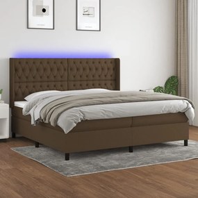 ΚΡΕΒΑΤΙ BOXSPRING ΜΕ ΣΤΡΩΜΑ &amp; LED ΣΚ.ΚΑΦΕ 200X200ΕΚ. ΥΦΑΣΜΑΤΙΝΟ 3138584