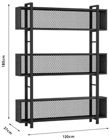 Βιβλιοθήκη Fifer pakoworld καρυδί-μαύρο 120x27x185εκ