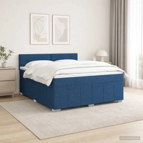 vidaXL Κρεβάτι box spring με στρώμα Μπλε 160 x 200 cm Ύφασμα