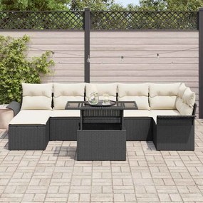 vidaXL Σετ Καναπέ Κήπου με μαξιλάρι 8 pcs Μαύρο Πολυ ράταν