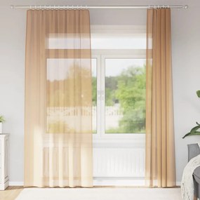 vidaXL Κουρτίνες Voile με βρόχους 2 τεμάχια Άμμος 140x245 cm