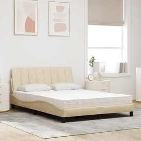 vidaXL Κρεβάτι με Στρώμα Hanko Κρεμ 140x190 εκ. Υφασμάτινο