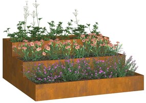 vidaXL Γλάστρα Κήπου Σκ rusty 90 x 90 x 35 εκ