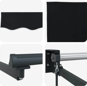 vidaXL Χειροκίνητη αναδιπλούμενη τέντα με LED 3,5 x 2,5 μ