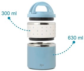Kiokids Θερμoδοχείο Φαγητού με 2 Θαλάμους Ciel 930ml.