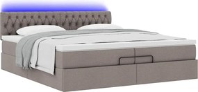 VidaXL Οθωμανικό κρεβάτι με στρώματα & LEDs Taupe 200x200cm ύφασμα