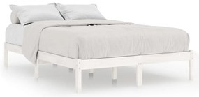 vidaXL Πλαίσιο Κρεβατιού Λευκό 135x190 εκ. από Μασίφ Ξύλο Double