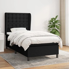 vidaXL Κρεβάτι Boxspring με Στρώμα Μαύρο 100 x 200 εκ. Υφασμάτινο