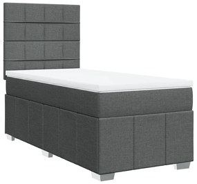 Κρεβάτι Boxspring με Στρώμα Σκούρο Γκρι 80x200 εκ. Υφασμάτινο - Γκρι