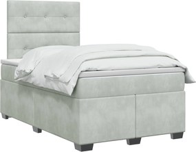 vidaXL Κρεβάτι box spring με στρώμα Ανοιχτό γκρι 120 x 200 cm Βελούδο