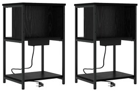 vidaXL Κομοδίνο 2 pcs Μαύρη δρυς 38 x 31 x 61 εκ Επεξεργασμένο ξύλο