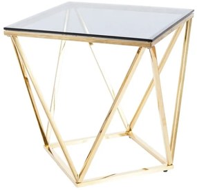 Μεταλλικό τραπέζι σαλονιού Silver B με γυάλινη επιφάνεια  50X50 Χρυσό DIOMMI SILVERBCZL
