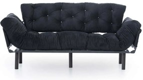 Καναπές - Κρεβάτι Τριθέσιος Nitta 859FTN1357 185x70x85cm Black
