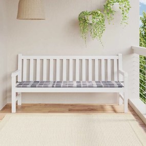 vidaXL Μαξιλάρι για Παγκάκι Κήπου Γκρι Καρό 180x50x4 εκ. Υφασμάτινο