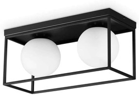 Φωτιστικό Οροφής - Πλαφονιέρα Lingotto 304137 45,5x18,5x21,5cm 2xE14 28W Black Ideal Lux