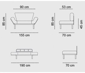 Καναπές κρεβάτι PWF-0018 pakoworld 2θέσιος με ύφασμα χρώμα γκρι 155x73x85cm