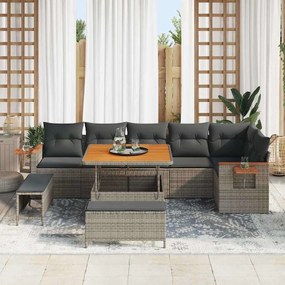 vidaXL Σετ Καναπέ Κήπου με μαξιλάρι 9 pcs Γκρι Πολυ ράταν