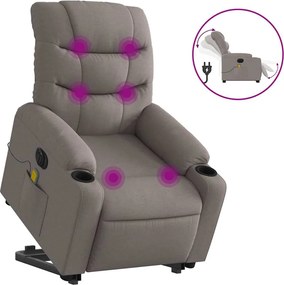 vidaXL Πολυθρόνα Μασάζ Ηλεκτρική Ανακλ.Taupe Υφασμάτινη