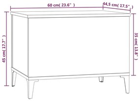 Τραπεζάκι Σαλονιού Γκρι Sonoma 60x44,5x45εκ. Επεξεργασμένο Ξύλο - Γκρι