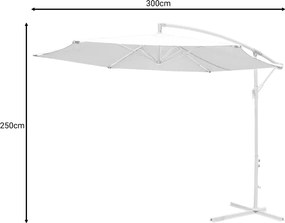 Ομπρέλα Jiopel pakoworld μονοκόμματος ιστός λευκό αλουμίνιο-μπεζ ύφασμα Φ3m