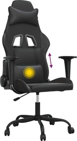 vidaXL Καρέκλα Gaming Μασάζ Μαύρη από Συνθετικό Δέρμα